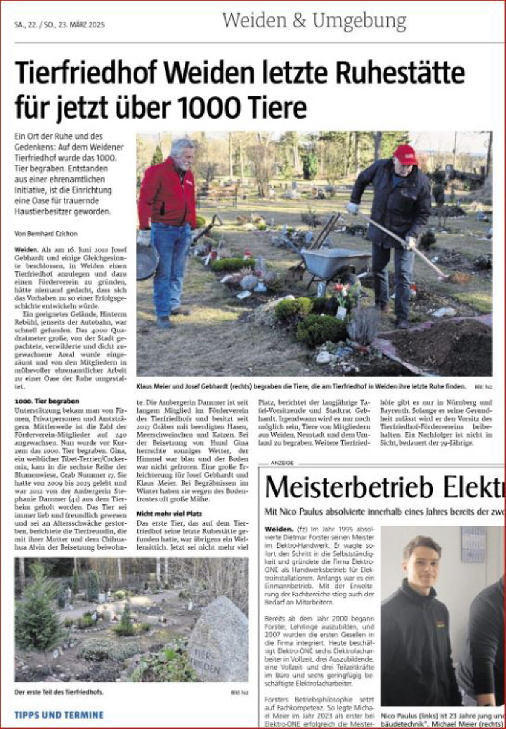 Der Tierfriedhof Weiden - Ruhepunkt für Mensch und Natur!